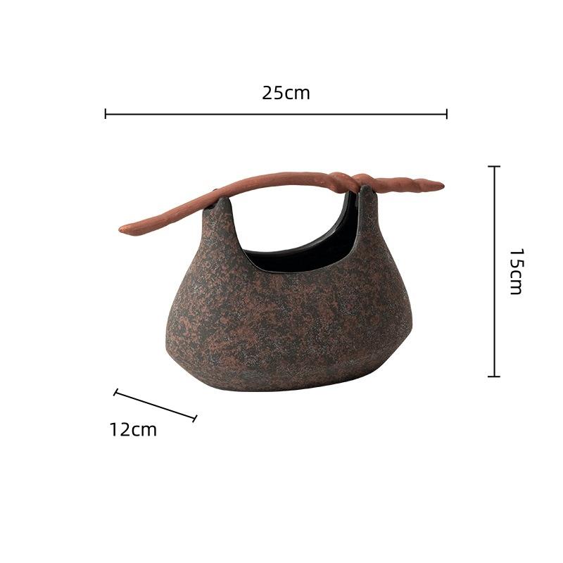 Керамическая ваза Ручная корзина Настольный контейнер для хранения Фруктовое блюдо Паллета Ваза для цветов Аксессуары для украшения дома