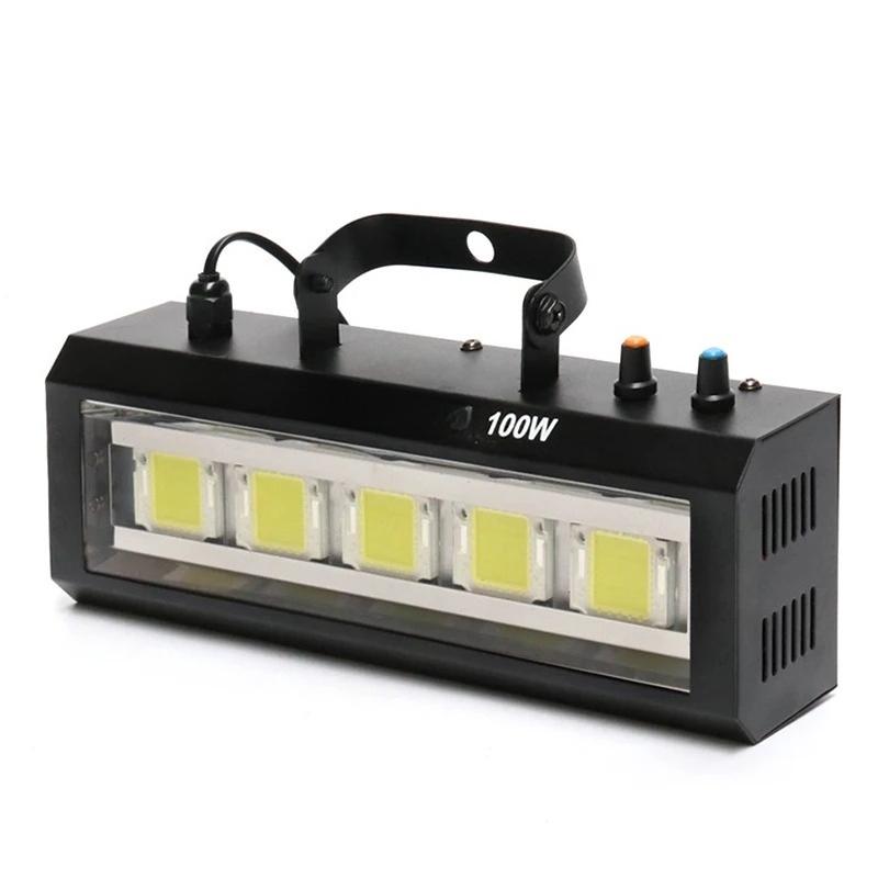 100W LED Strobe Light Sound Adjustable Speed Auto Control LED White Flash Light Disco Party Home Music Show Stage Projector