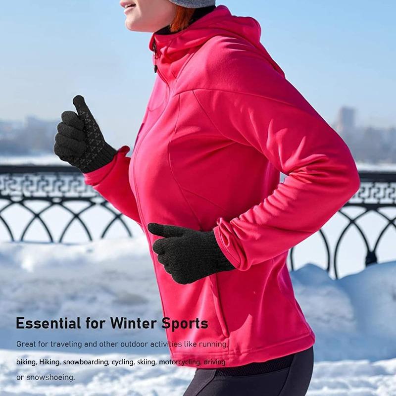 3sets Women Men Warm Winter Touch Screen Gloves Cold Warm Wool Knitted Gloves Wool Full Finger Outdoor Cycling Driving Glove