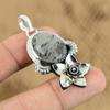 Mothers Day Deal 925 Sterling Silver Natural Black Rutile Flower Wife Pendant