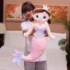 Mermaid Plush Pillow Cute Crown Colorful Fishtail Fish Doll Soft Companion Plushies Stuffed Sea Animal Cartoon Fish Plush Toy Birthday Gift