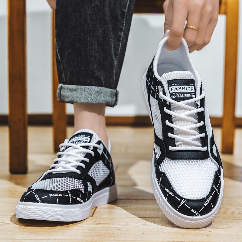 Men’s Sports Shoes Casual Skateboard Shoes Summer Breathable Student Grey Running Sneakers Plus Size