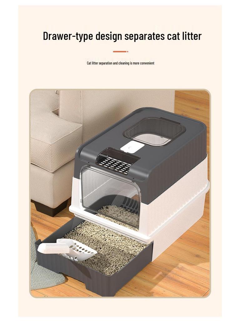 Extrem große, geschlossene Katzentoilette mit Schublade, Spritzschutz, Geruchsneutralisierung und UV-Sterilisation