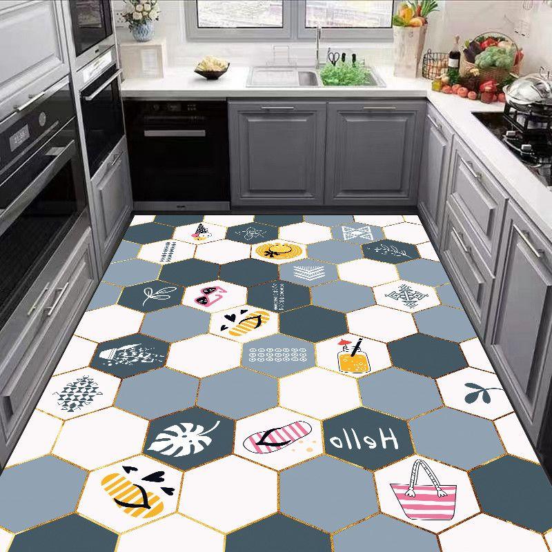 Carpet for Kitchen Pvc Floor Mat Large Size Waterproof Non-slip Carpets Leather Anti-oil Foot Mats Retro Home Decoration Rug