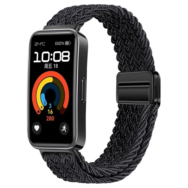 Magnetic Braided Loop Strap for Huawei Band 10 9 8 Accessories Adjustable Wristband Elastic Nylon Bracelet Huawei Band 9 Band 8