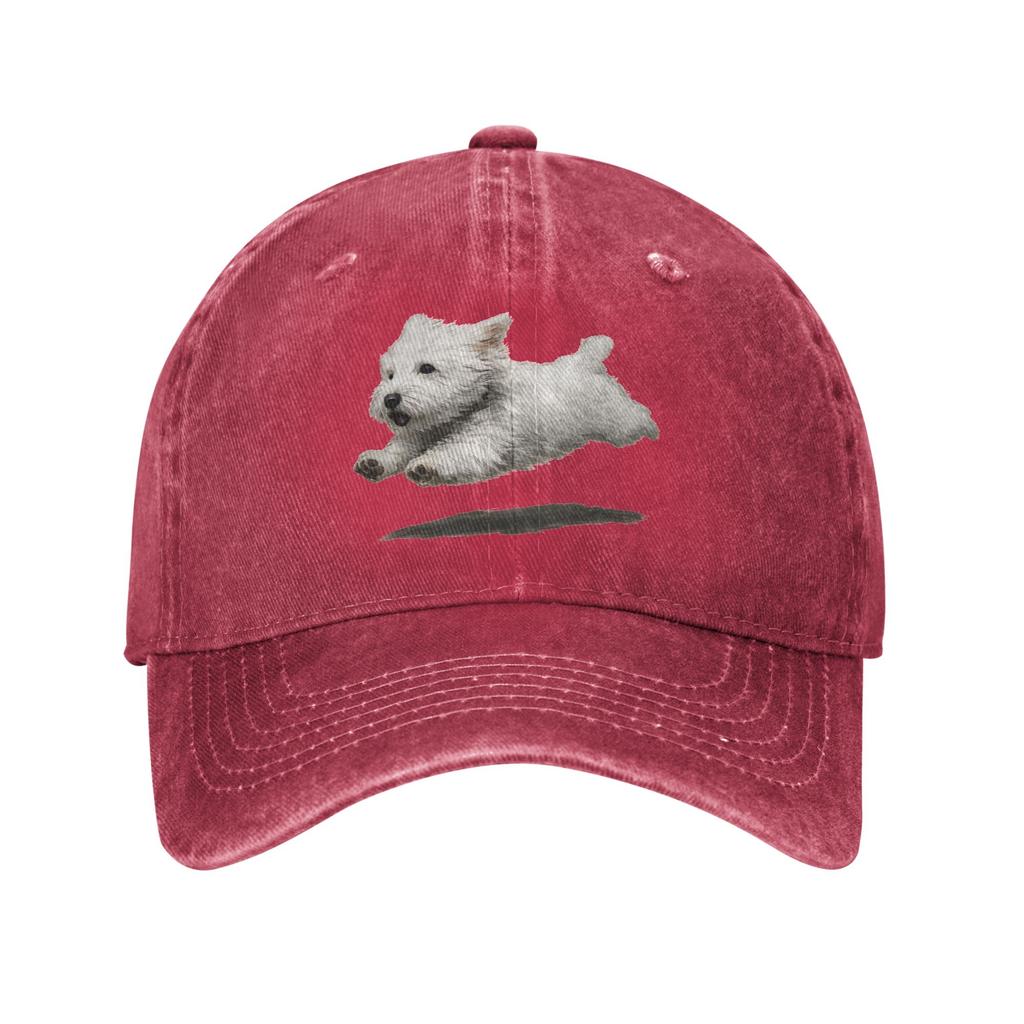 Funny Retro Cute Running Dog Baseball Cap Sun Hiking Fishing Washed Trucker Hat Women Men Y2k Cute Custom Logo Baseball Caps