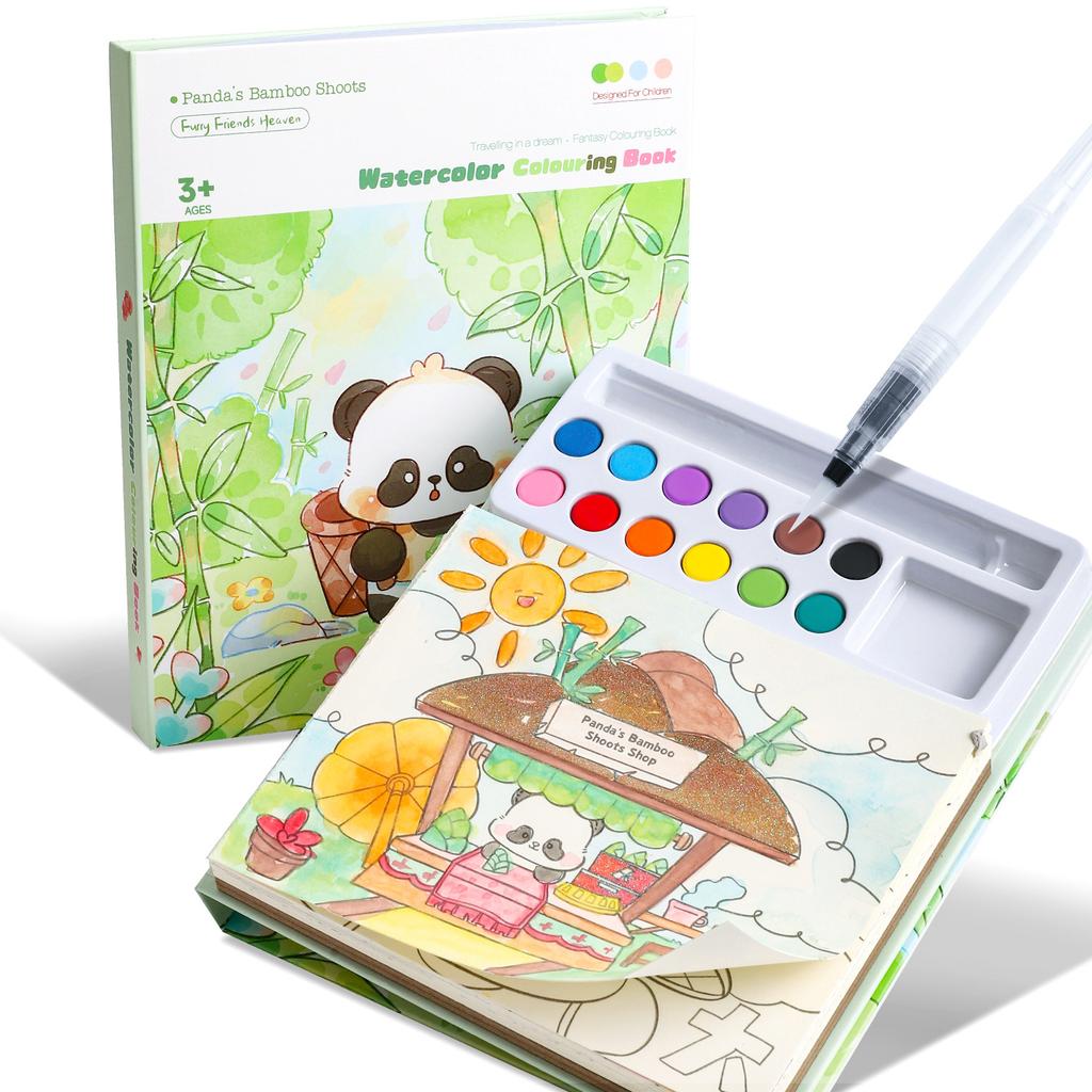 Coloring Book Water Drawing Brush Paint Kit Kid's Watercolor Gouache Graffiti Sticky Notes Coloring DIY Paints Painting Set