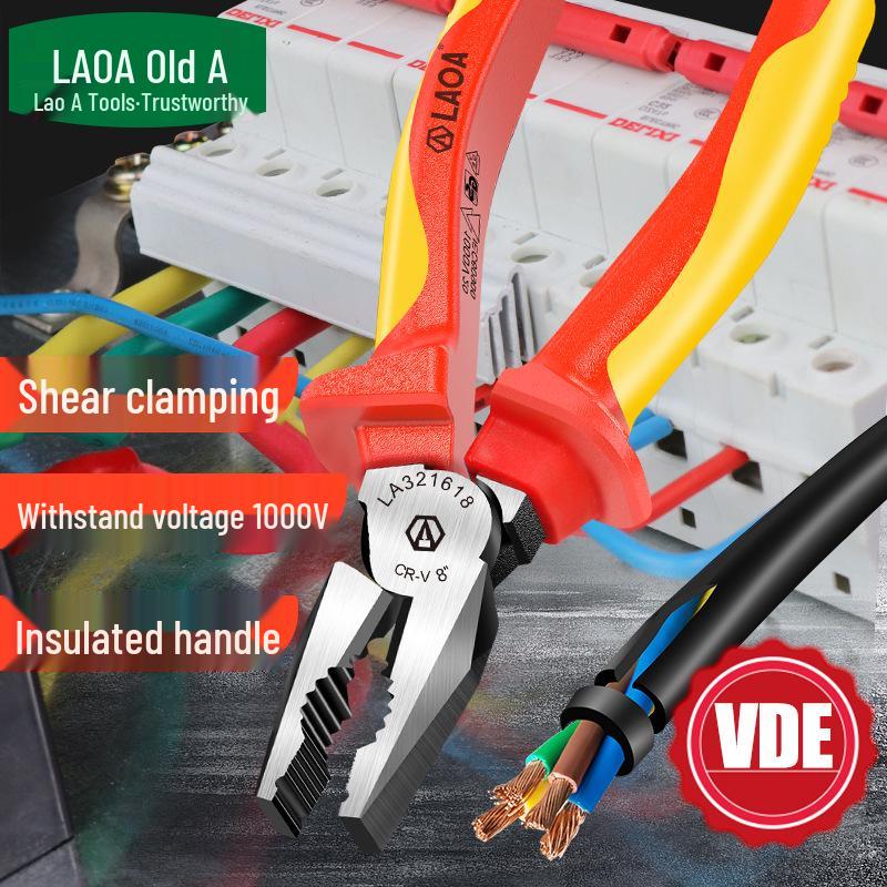 VDE Certified 1000V Insulated Electrician Pliers - Combination, Wire Cutters, Needle Nose, and Angled Pliers