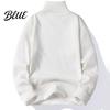 Solid Color Men Slim Fit Long Sleeve Winter Turtleneck Sweater Autumn Tight Plush Fleece Lining