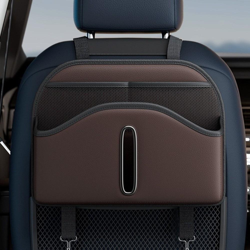 High-grade Seatback Storage Bag Leather Net Pocket Tissue Holder Car Back Seat Organizer  Vehicle