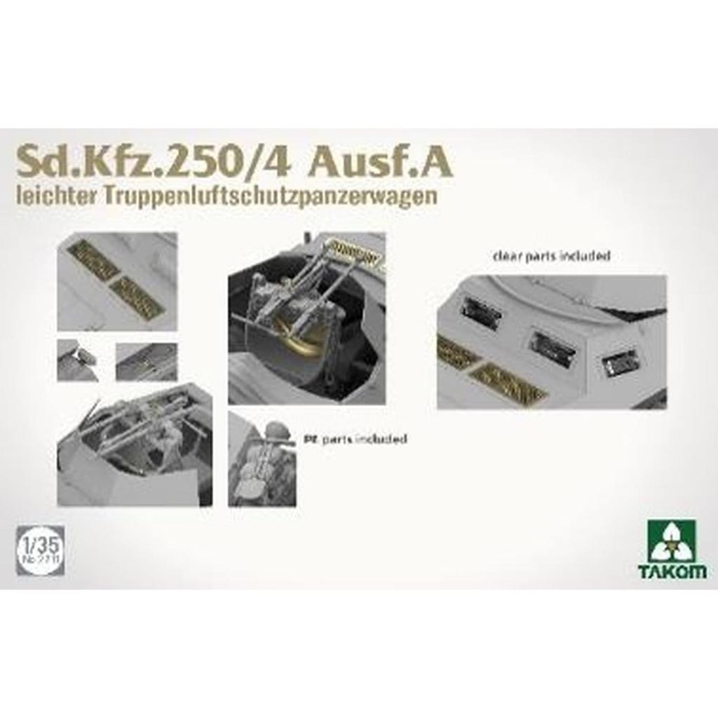 TAKOM 1/35 Sd.Kfz.250/4 Ausf.A Light Anti-Aircraft Armored Personnel Carrier Plastic Model Kit TKO2211