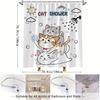 Cute Cat Shower Curtain Playful Cartoon Cats Rainbow Hearts Design Vibrant Cat Shower Theme Polyester Easy Clean With Hooks
