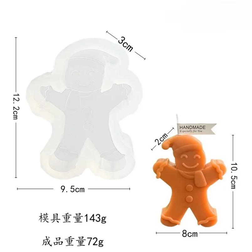 3D Smile Gingerbread Man Silicone Candle Mold DIY Christmas Gift Making Tools Handmade Soap Gypsum Resin Crafts Molds Home Decor