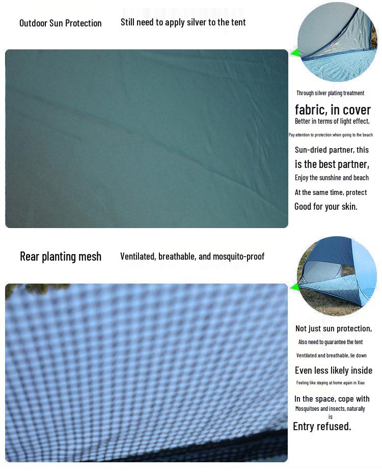 Quick-Open UV Protection Picnic Tent: Portable Sunshade for Outdoor Beach and Park