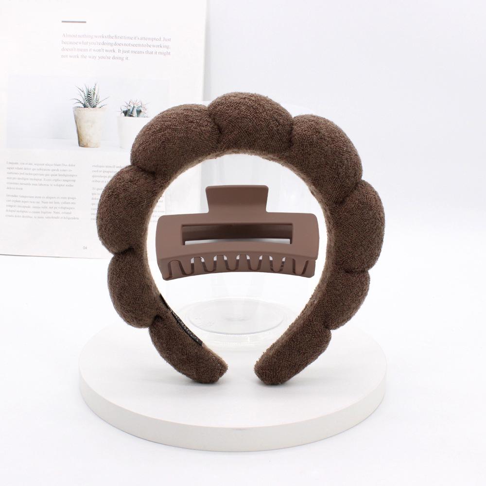 2PCS Spa Headband for Washing Face Hair Clips Set Sponge Makeup Headbands Hair Claw Clips for Women Hair Accessories