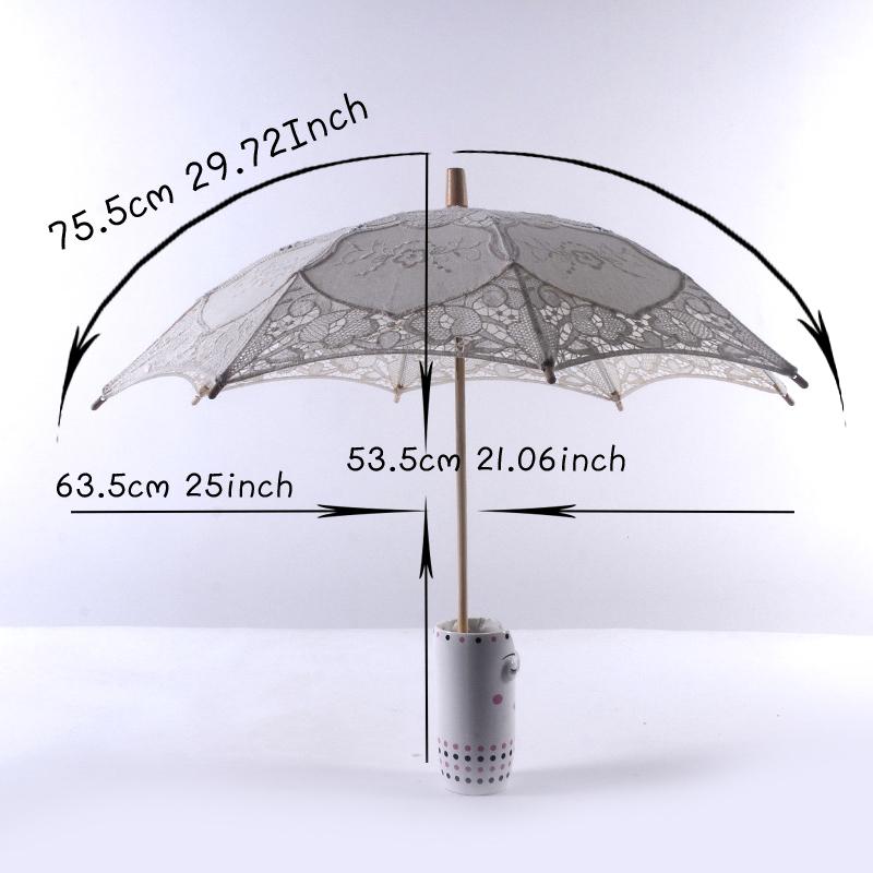 Vintage White 15/19/30/38Cm Lace Parasol Umbrella Embroidery Cotton Lace Flower Girl Umbrella Kids Sun Umbrella Photo Prop