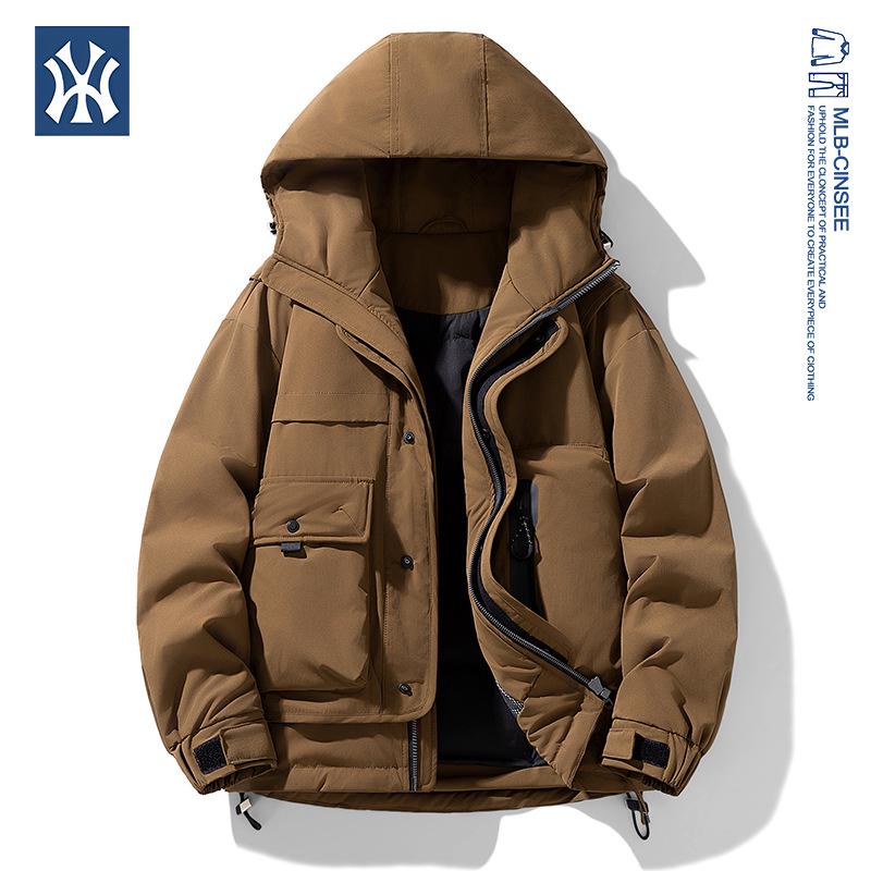 MLB & NY Collaboration Unisex Japanese Workwear White Duck Down Jacket - Warm, Cold-Proof Men's Coat.