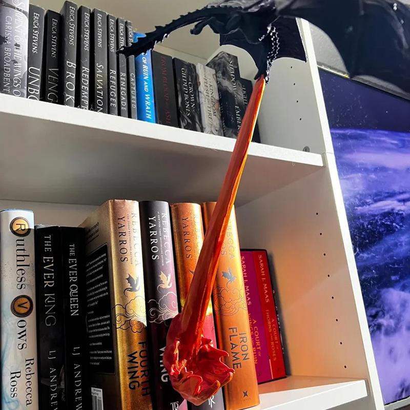 Dragon Flame Book Nook Decoration Creative Funny Spray Fire Dragon Bookshelf Ornament Halloween Birthday Gift Home Decoration