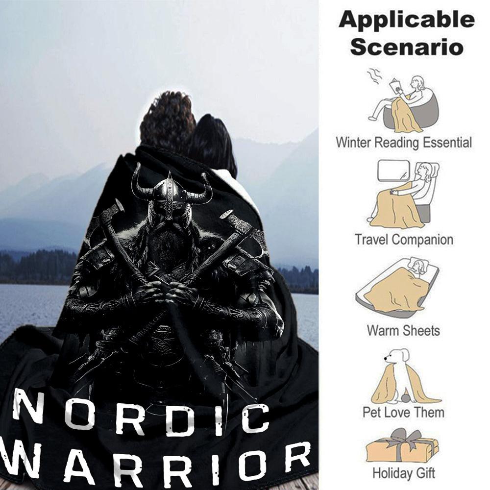 1pc Nordic Warrior Throw Blanket Soft Flannel, Cozy All Season Polyester Perfect for Home, Office