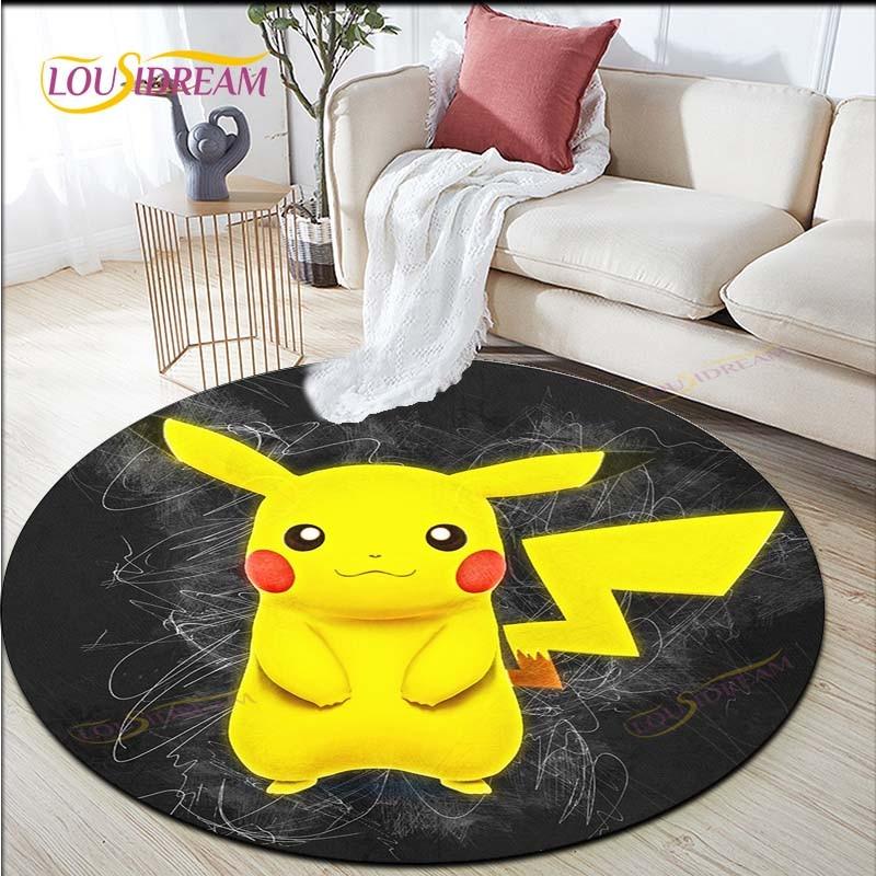 Çizgi Film Pokemon Pikachu Yuvarlak Halı Oturma Odası Halıları Alan Halısı Giriş Matı Yatak Odası Halı Paspası Çocuklar İçin Oturma Odası Halıları