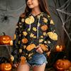 Kids Casual Hooded Sweatshirt with Halloween Print Pullover for Daily Wear
