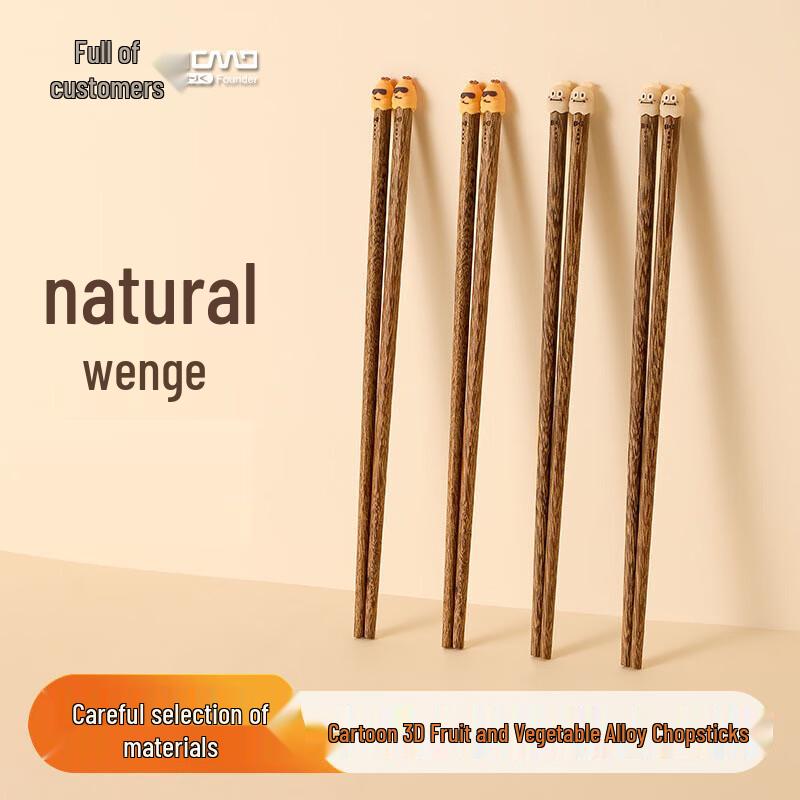 KidzPal Solid Wood Non-slip Training Chopsticks - 5 Pairs