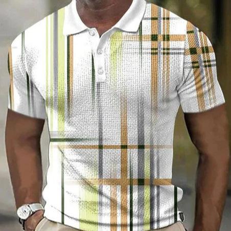 Stylish Plaid Short Sleeve Polo Shirt, Casual Comfort for Daily Wear