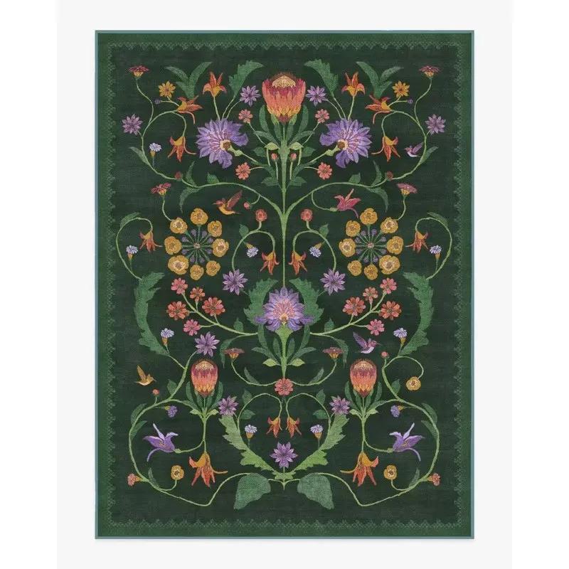 

Килим Iris Apfel Protea Forest Green для вітальні Квіткова естетика Пишний Готичний Домашній декор Килим Протиковзкий Миючий Килимок для підлоги 120x160cm