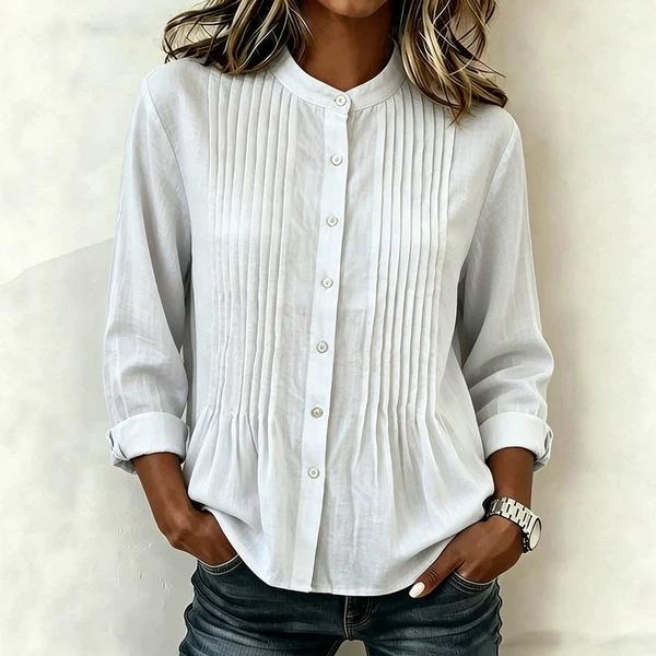 Spring and Summer New Women's Casual Long-sleeved Pleated Shirt Europe and America