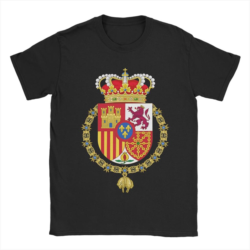 Men T-Shirts King of Spain Coat of Arms Fashion 100% Cotton Tees Short Sleeve T Shirts Round Collar Clothes Gift Idea