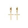 Korean Stainless Steel Cross Clip-On Earrings - Unisex, No Piercing Needed