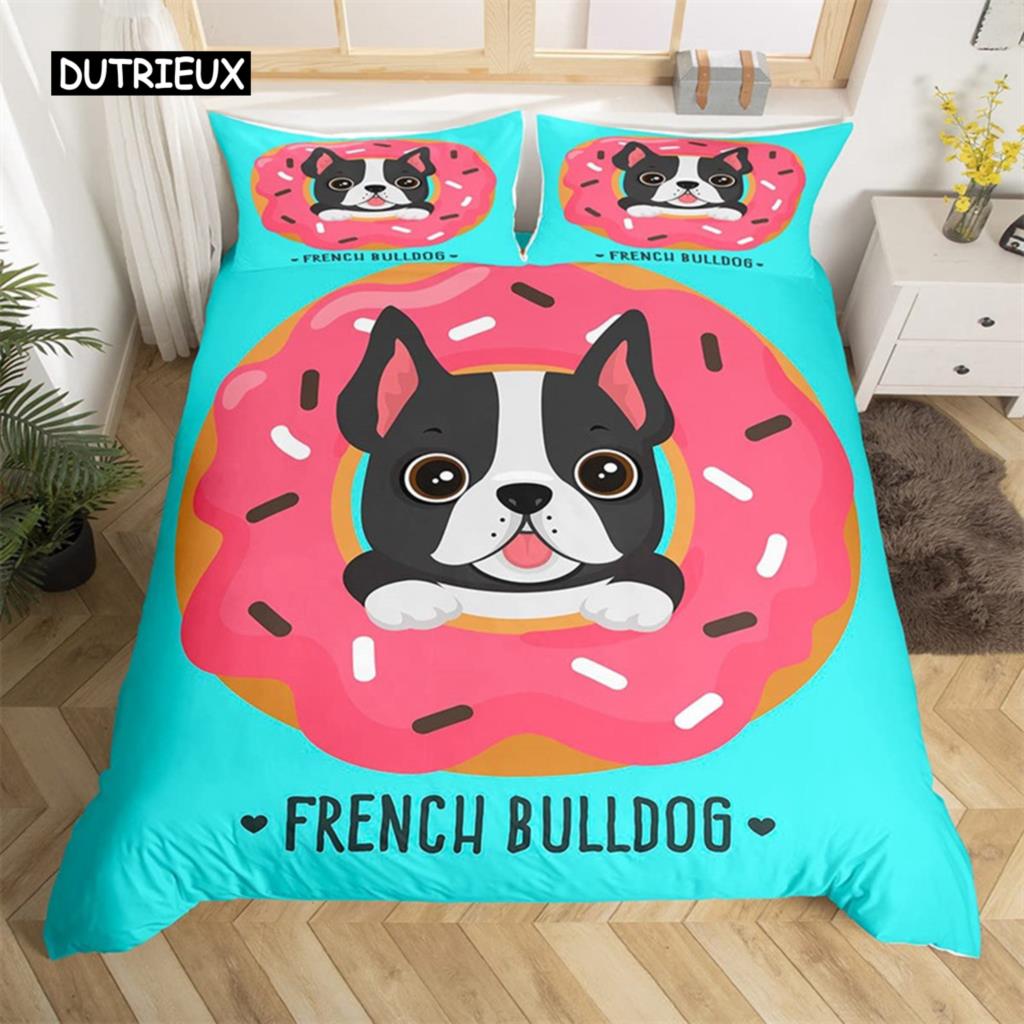 

Пододеяльник с изображением бульдога, комплект постельного белья с изображением французских бульдогов, двойной полиэстер, шоколадный щенок, домашнее животное, собачка, одеяло, чехол для любителей собак, подарки EU single(135x200cm)