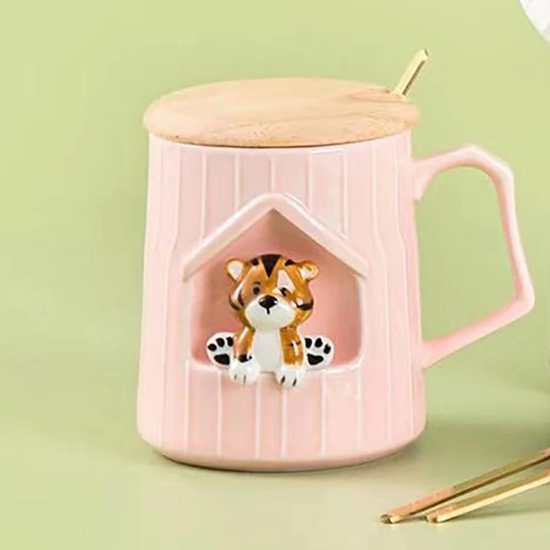 3D Tiger Cartoon Mug Original Mugs Coffee Cups Cup for Coffee Drinkware Mug With Lid Beautiful Tea Mugs Beer Funny Ceramic Cute