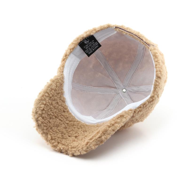 Autumn and Winter Lamb Wool Letter Embroidery Cap Outdoor Sports Leisure Cold Baseball Hat