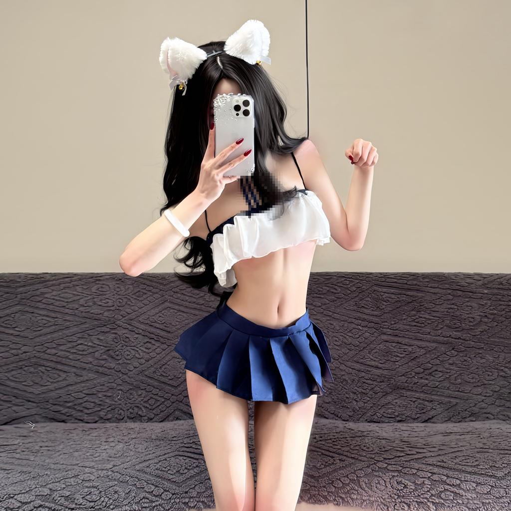 Sexy Lingerie Sexy Straps Busty Tits Shoulder Seduction Miniskirt Cosplay Student Suit Female