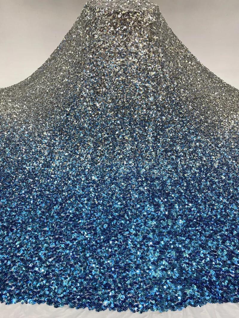 

1yards Elastic Mesh Embroidery 5mm Two Colors Sequin Fabric for Women s Skirt Shirt Evening Dress Fashion Bead Fabric 1Yard