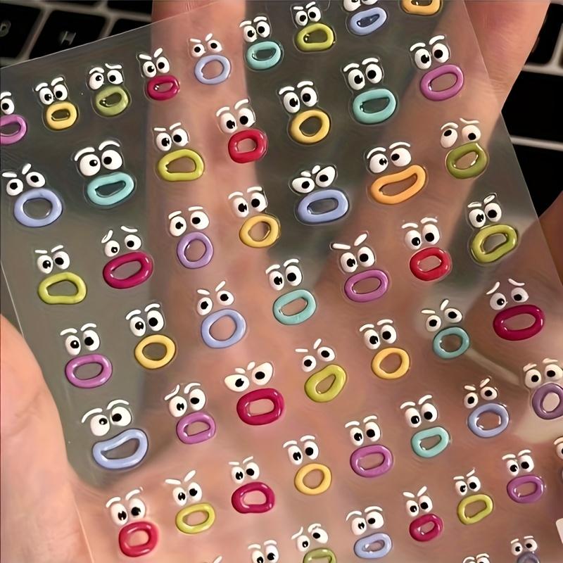 

Interesting Nail Stickers, Cute Facial Expressions, Smiling Face Stickers, Big Mouth Monster Eyes, 3D Jelly Nail Stickers
