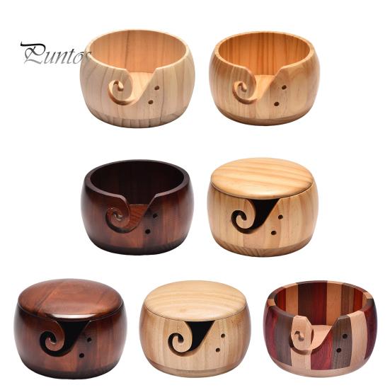 Bol de fire personalizat pentru croșetat Suport de croșetat personalizat din lemn de tricotat cu capac Organizator de depozitare multifuncțional pentru artizanat Cadouri realizate manual pentru