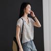 SOFSIL Women's Striped Polo Collar Short Sleeve Shirt
