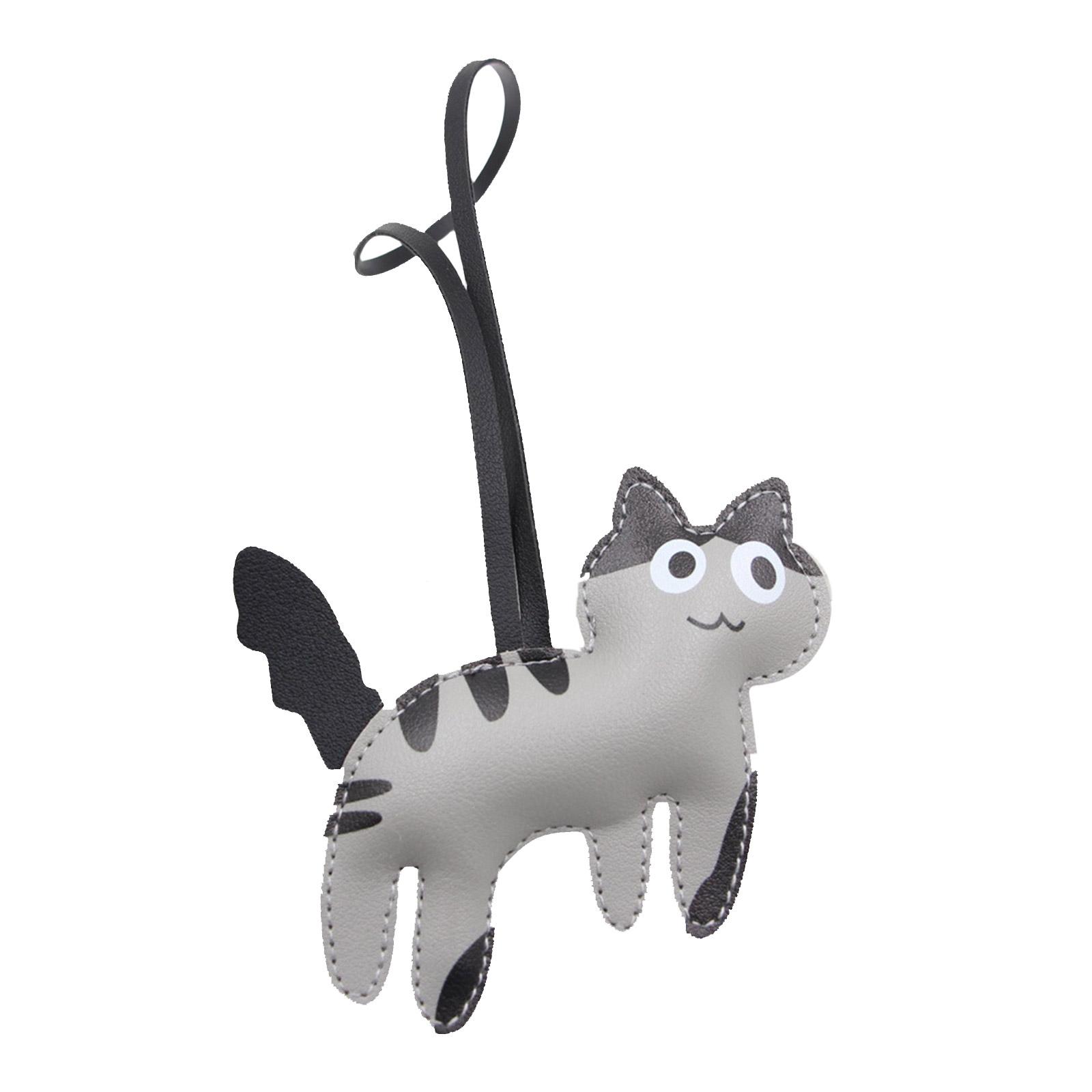 

Уникальный аксессуар для сумки из искусственной кожи в виде кота, стильная подвеска для сумки, идеально подходит для поездок на работу и повседневных выходов серый