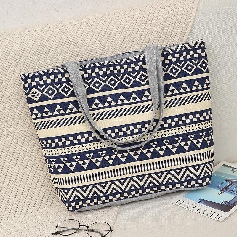New Canvas Bag Large Capacity Shoulder Women's Bag Printed Handbag Tote Bag Literary Canvas Bag