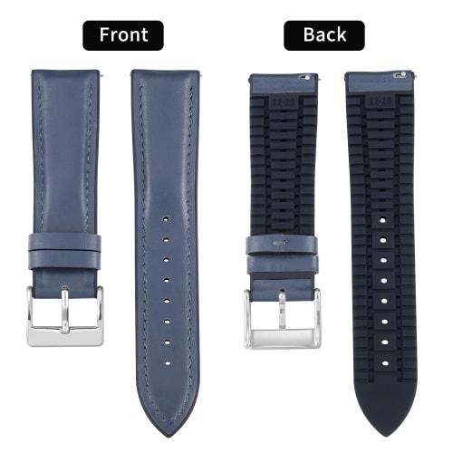 BINLUN Leather and Rubber Hybrid Watch Band, Quick Release Watch Strap, Premium Leather and Silicone Blend Smartwatch Strap for Men and Women, Availab