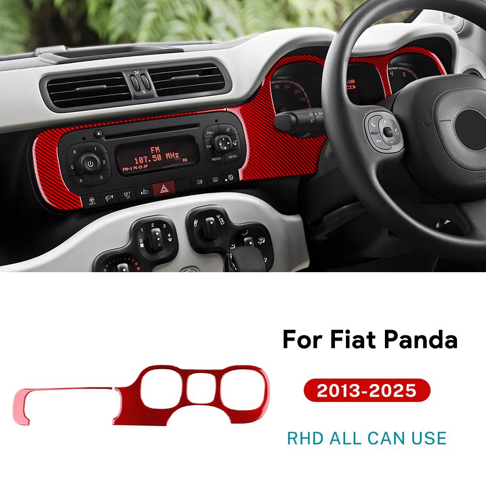 Real Soft Carbon Fiber Sticker For Fiat Panda 2013-2019 2020 2025 2025 2025 2025 2025 LHD RHD Car Air Outlet Instrument Panel