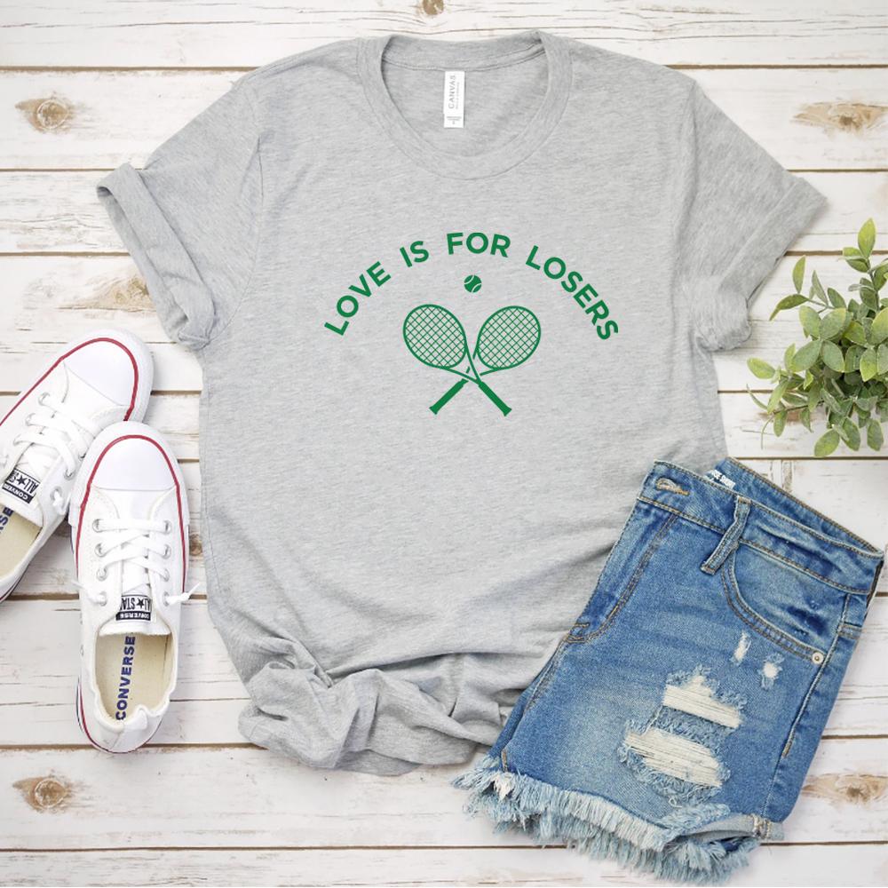 Aesthetic Tennis T Shirt Love Is for Losers Tennis Shirt Harajuku Unisex Clothes Sport Shirts Retro 90s Tee Tennis Team Gift