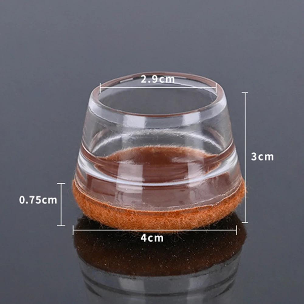 Table Chair Leg Protectors Caps Clear Round for Furniture Legs Cover Floor Sliders Non Slip Scratch Reduce Noise with Felt Pads