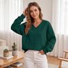 Women’s V Neck Long Pullover Sweatshirt with Pocket Loose Fit Casual Long Sleeve Top for Autumn and Winter