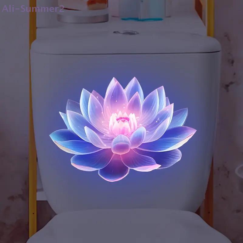 {MX} NEW Luminous Self-Adhesive Toilet Sticker Lotus Rose Toilet Seat Cover PVC Waterproof Decals Home Wall Decor