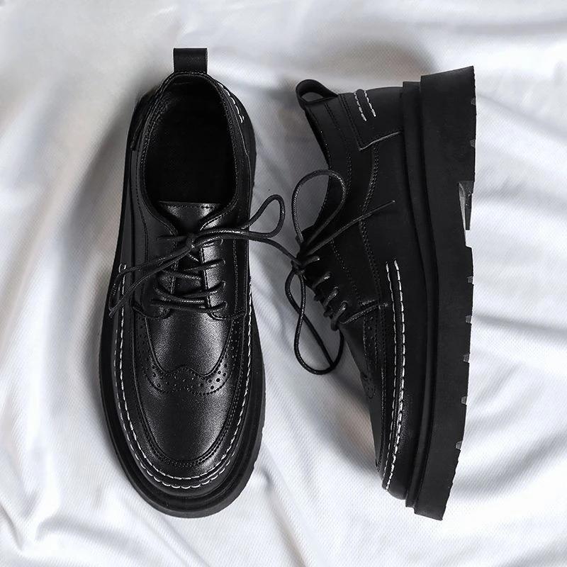 Fashion Man Casual Shoe Round Toe Leather Shoes For Men Brogue Luxury Sale Adults Fashion 2024 Elegant Cheap Clearance Korean Style Pu