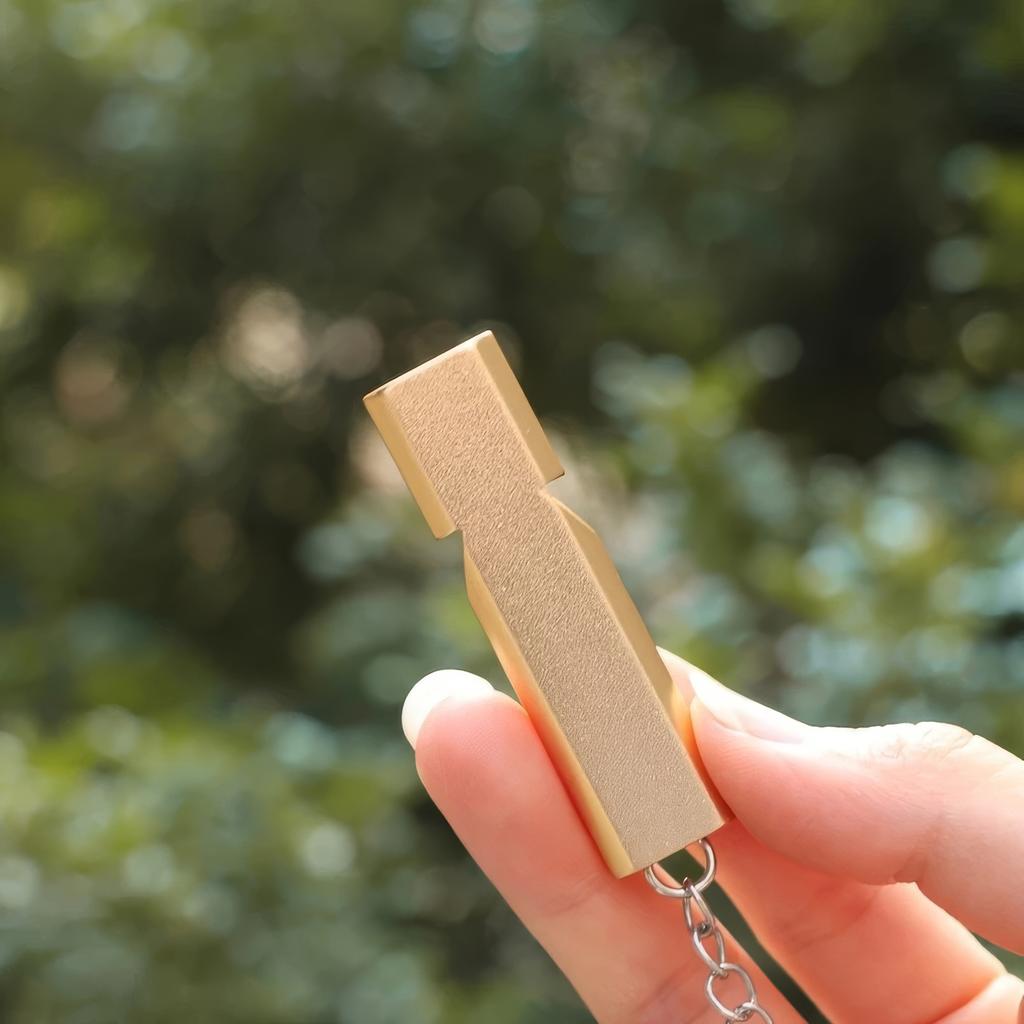 1 Gold Survival Whistle Keychain, Dual Tube Outdoor Survival and Rescue Whistle, Suitable for Outdoor Camping and Hiking