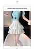 White Wood Ear Trim Fluffy High-Waisted A-Line Skirt - Women's 2026 Summer Edition